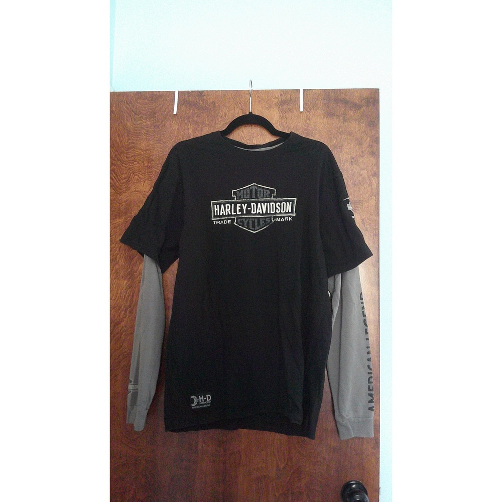 Harley-Davidson Graphic Tee Mens L Black Layered Long Sleeve Shirt